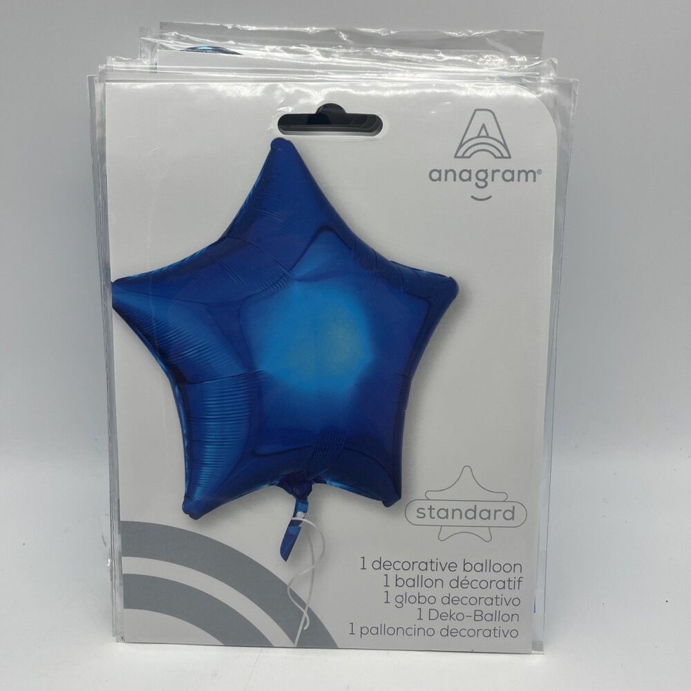 20 anagram Blue Star Foil Balloons, 19” Birthday/Anniversary